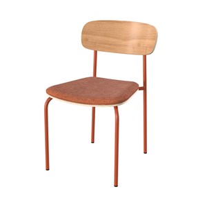 Lot de 2 chaises en bois clair et tissu terracotta - alba