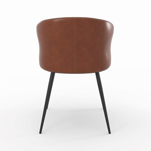 Chaise en cuir de buffle marron et pieds en métal noir - anatole