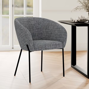 Chaise en tissu gris chiné et pieds en métal noir - andy