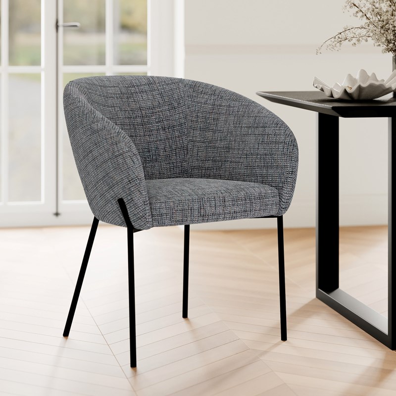 Chaise en tissu gris chiné et pieds en métal noir - andy