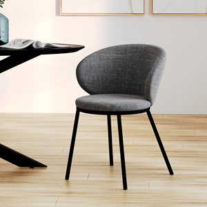 Chaise en tissu gris et pieds en métal noir - angèle