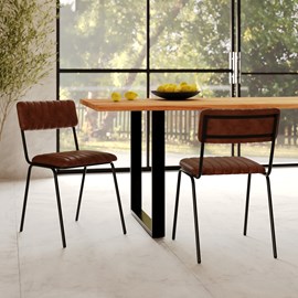 Lot de 2 chaises en cuir de buffle marron - arsène