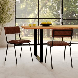 Lot de 2 chaises en cuir de buffle marron - arsène