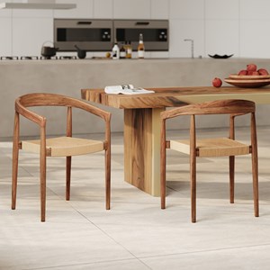 Lot de 2 chaises en bois de teck et corde naturelle  - bali