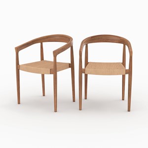 Lot de 2 chaises en bois de teck et corde synthétique - bali