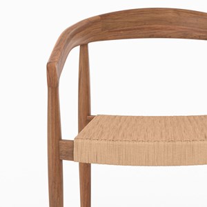 Lot de 2 chaises en bois de teck et corde synthétique - bali