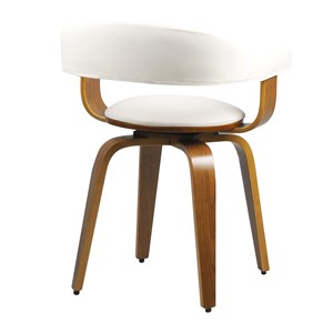 Chaise avec accoudoirs en cuir synthétique blanc - harold