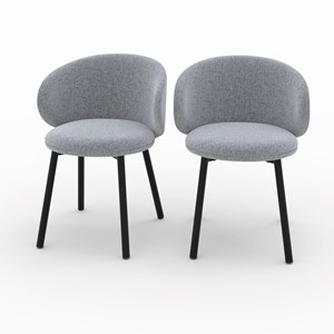 Lot de 2 chaises en tissu gris foncé chiné et pieds noirs - cécilia