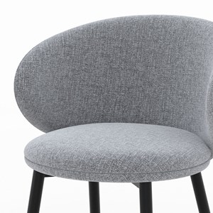 Lot de 2 chaises en tissu gris foncé chiné et pieds noirs - cécilia