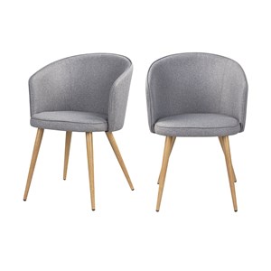 Lot de 2 chaises en tissu gris clair et pieds en métal - chiara