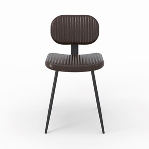 Lot de 2 chaises en cuir marron et pieds en métal noir - clovis