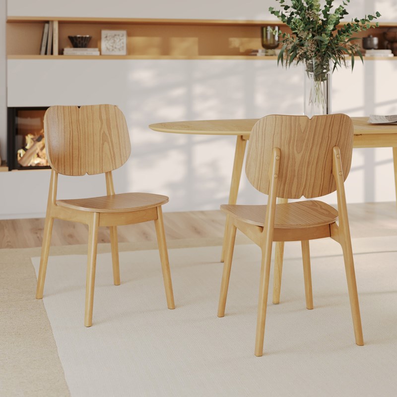 Lot de 2 chaises en bois clair - clyde