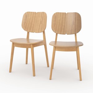 Lot de 2 chaises en bois clair - clyde