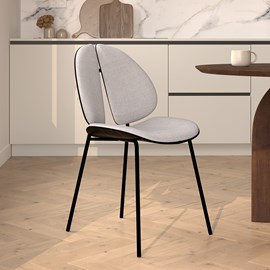 Chaise en tissu gris et bois noir - coccinelle