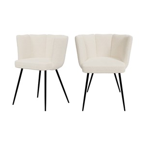 Lot de 2 chaises en tissu bouclé beige et pieds en métal - cosette