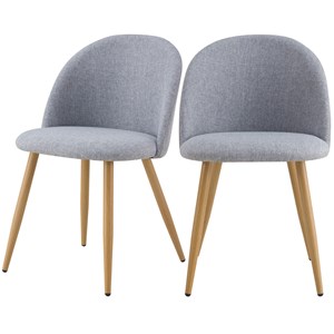 Lot de 2 chaises en tissu gris clair et pieds en métal - cozy