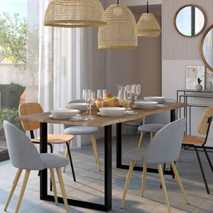 Lot de 2 chaises en tissu gris clair et pieds en métal - cozy