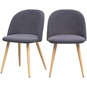 Lot de 2 chaises en tissu gris foncé et pieds en métal - cozy