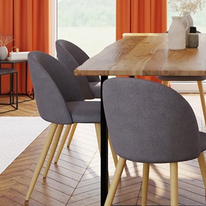 Lot de 2 chaises en tissu gris foncé et pieds en métal - cozy