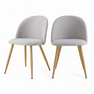 Lot de 2 chaises en tissu taupe chiné clair et pieds en métal - cozy