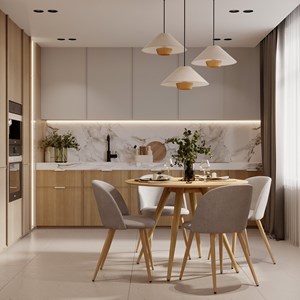 Lot de 2 chaises en tissu taupe chiné clair et pieds en métal - cozy