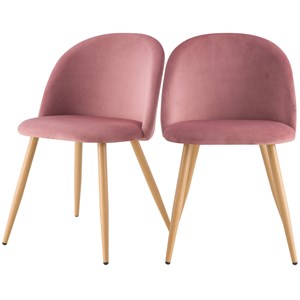 Lot de 2 chaises en velours rose et pieds en métal - cozy