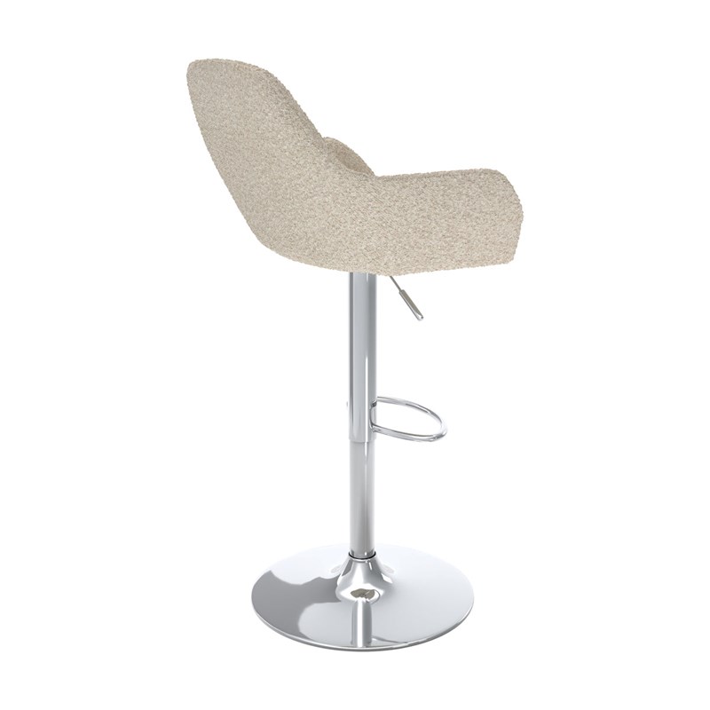 Rendez-vous Déco - Lot de 2 chaises de bar effet laine bouclette blanc cassé 63-83 cm - adam