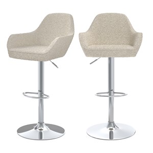 Lot de 2 chaises de bar effet laine bouclette blanc cassé 63-83 cm - adam