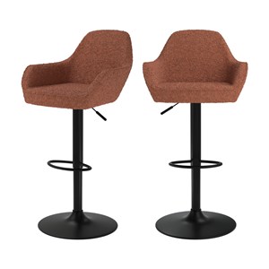 Lot de 2 chaises de bar effet laine bouclette rouge brique 63-83 cm - adam
