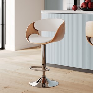 Chaise de bar réglable en cuir synthétique blanc 62,5&nbsp;83,5 cm - adelmar