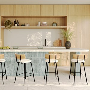 Lot de 2 chaises pour îlot central 64 cm en tissu bouclé blanc cassé - alize