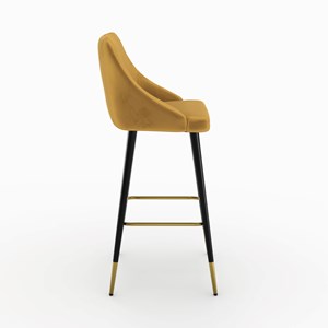 Lot de 2 chaises de bar en velours jaune curry 77.5 cm - aristote