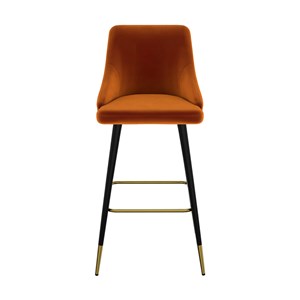Lot de 2 chaises de bar en velours orange 77.5 cm - aristote