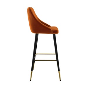 Lot de 2 chaises de bar en velours orange 77.5 cm - aristote