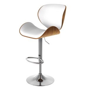 Chaise de bar réglable 63-84 cm en cuir synthétique blanc - baudoin