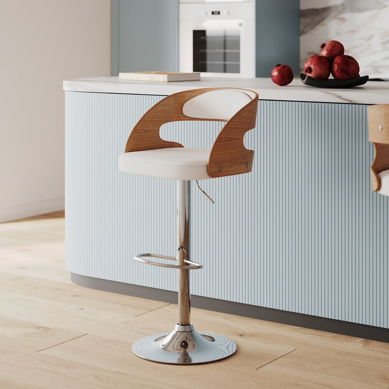 Rendez-vous Déco - Chaise de bar réglable 62-84 cm en cuir synthétique blanc - louis