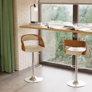 Chaise de bar réglable 62-84 cm en cuir synthétique blanc - louis