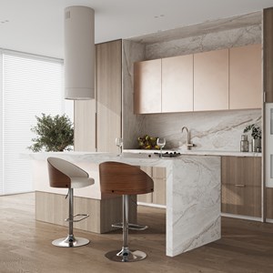 Chaise de bar réglable 63-84 cm en tissu beige - carmelo