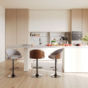 Chaise de bar réglable 63-84 cm en tissu gris clair - carmelo