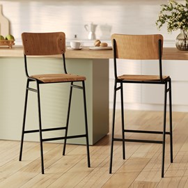 Lot de 2 chaises de bar 75 cm en bois - clem