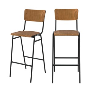 Lot de 2 chaises de bar 75 cm en bois - clem