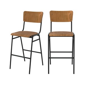 Lot de 2 chaises pour îlot central 66 cm en bois foncé - clem