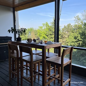 Lot de 2 chaises de bar extérieur 74 cm en bois de teck massif - tunga