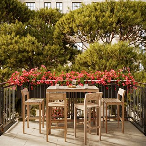 Lot de 2 chaises de bar extérieur 74 cm en bois de teck massif - tunga