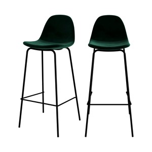 Lot de 2 chaises de bar en velours vert foncé 75 cm - henrik