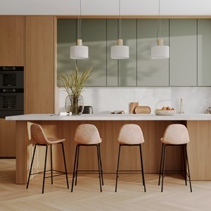 Lot de 2 chaises pour îlot central 65 cm en cuir synthétique taupe - henrik