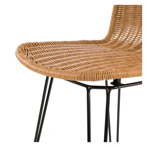 Lot de 2 chaises de bar mi-hauteur 63 cm en résine tressée marron - jigani