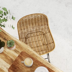 Lot de 2 chaises de bar mi-hauteur 63 cm en résine tressée marron - jigani