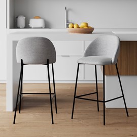Lot de 2 chaises pour îlot central 66 cm en tissu chiné gris clair - karl
