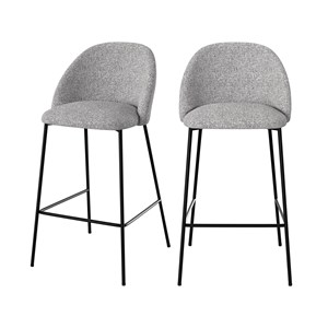 Lot de 2 chaises pour îlot central 66 cm en tissu chiné gris clair - karl
